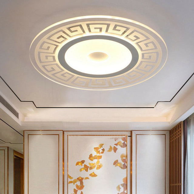 Grekisk Nyckel – Akryl LED Taklampa med Grekisk Nyckel Dekor för Sovrum Carvallo