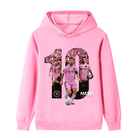 Lionel Messi Fotbolls Hoodie för Barn - Miami Footballdinho