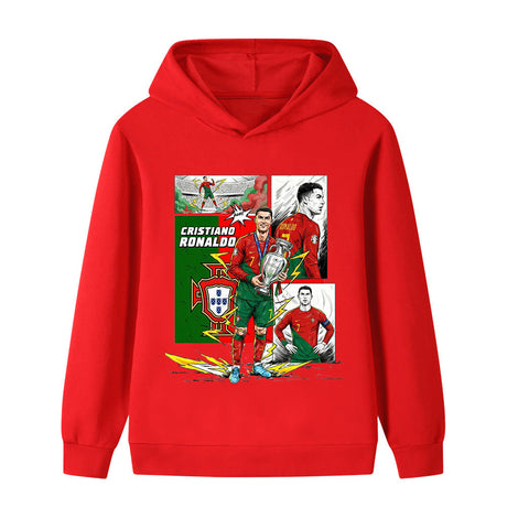 Cristiano Ronaldo Fotbolls Hoodie för Barn - Portugal - Style Footballdinho