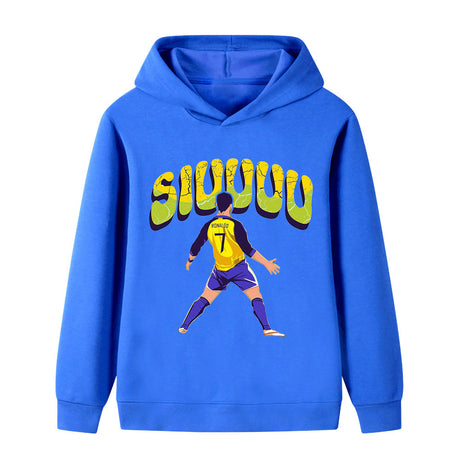 Cristiano Ronaldo Fotbolls Hoodie för Barn - Siuuu Footballdinho
