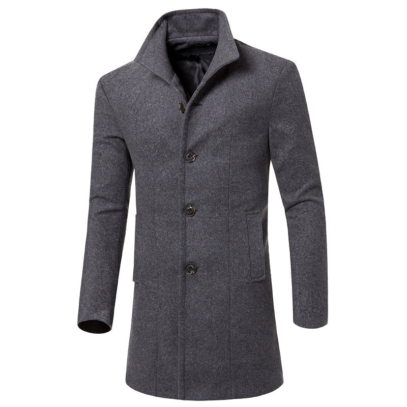 Trenchcoat med stående krage för män-Clothes for Men-Hemnix-Grå-M-Hemnix