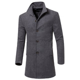 Trenchcoat med stående krage för män-Clothes for Men-Hemnix-Grå-M-Hemnix