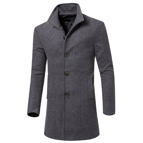 Trenchcoat med stående krage för män-Clothes for Men-Hemnix-Grå-M-Hemnix