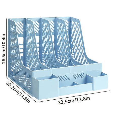 Skrivbordsdokumentorganisatör – 4 fack, utrymmesbesparande, avtagbar och lämplig för kontorsmaterial Carvallo
