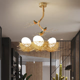 Guld Art Deco Taklampa med Glasglob Carvallo