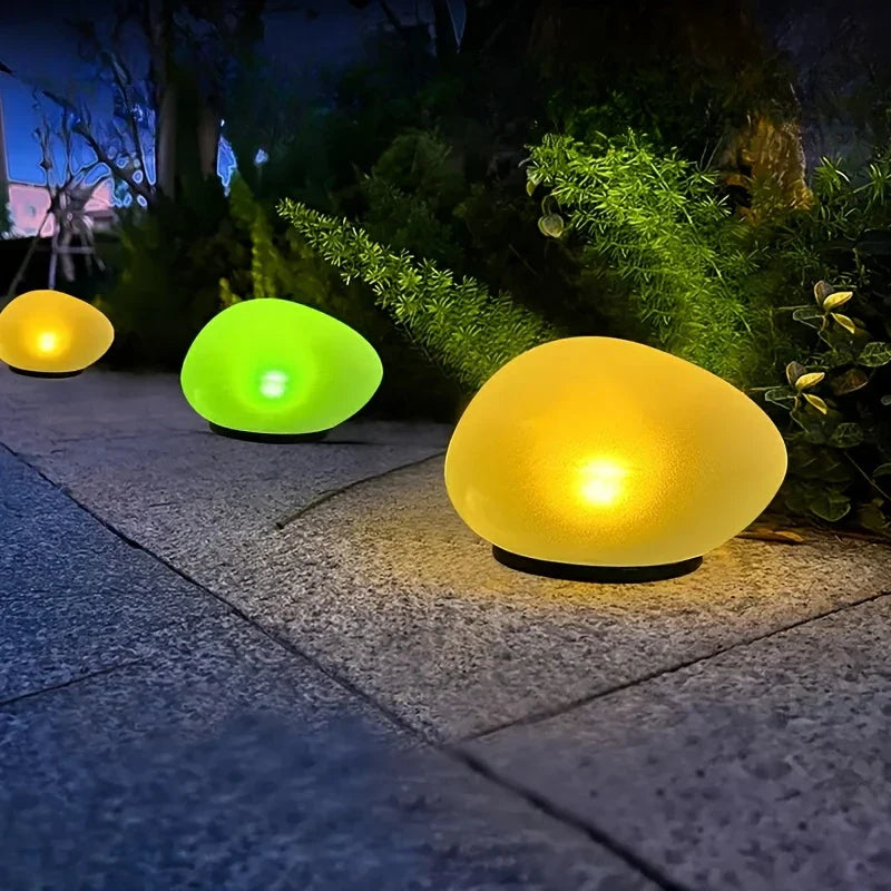 Luminösa trädgårdsstenar med färgbyte – Dekorativa LED stenlampor för utomhus och trädgård Carvallo