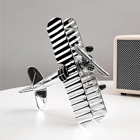 Retro metallväggskulptur av flygplan - Vintage flygkonst för industriell heminredning MILA Sverige