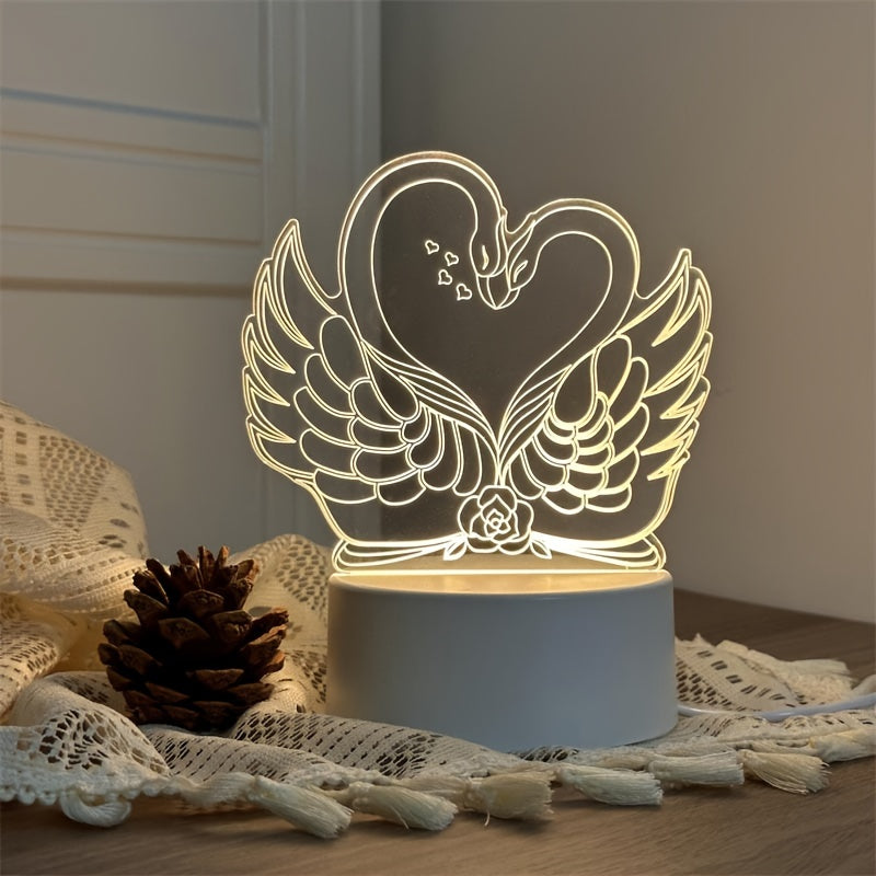 ZwaanLicht - USB-driven 3D LED Bordslampa med Akrylram Carvallo