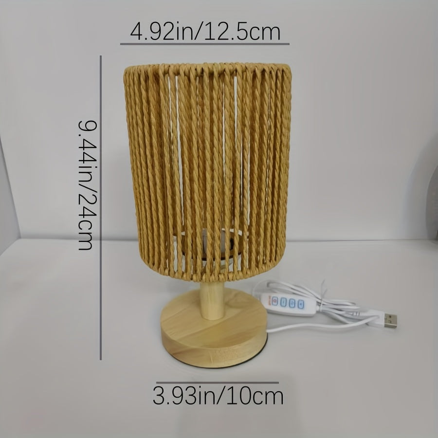 BarrelGlow - Trä-byrålampa med randmönster Carvallo