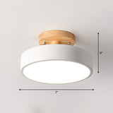 LED Taklampa Enkel Trä Semi Flush Mount Belysning med Rund Akrylskugga Carvallo