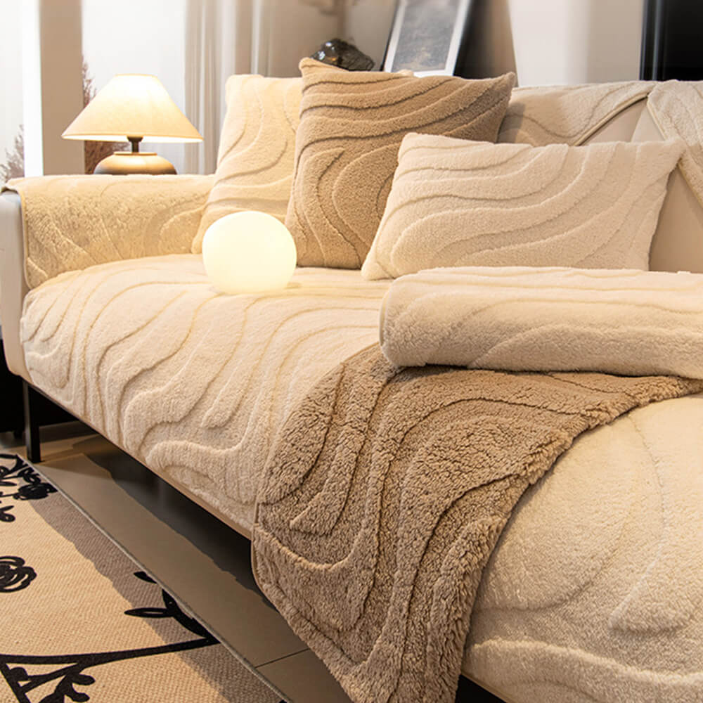 Varm Plush Curved Jacquard icke-glidande Soffa Skydde Täckning Carvallo