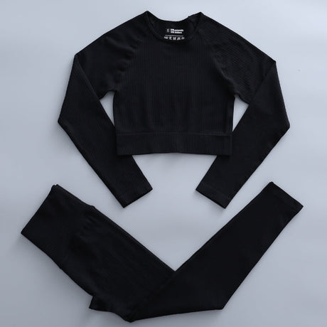 Träningsset Med Valfri Topp Dam-Personligt-BB-Tights & Topp-Svart-S-Hemnix