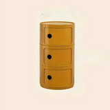 Sängbord med runda plastförvaringslådor Carvallo