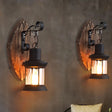 RusticGlow - Vintage vägglampa i trä med järnskärm för inredning i bottenvåningen Carvallo