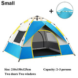 Expresstält 3 Sekunder Helautomatiskt Pop-up Tält Camping & Vandring-Pop-up Tält-BB-Blå 2 Dörrar & 2 Fönster-Small: 1-2 Personer 200x150cm-Hemnix