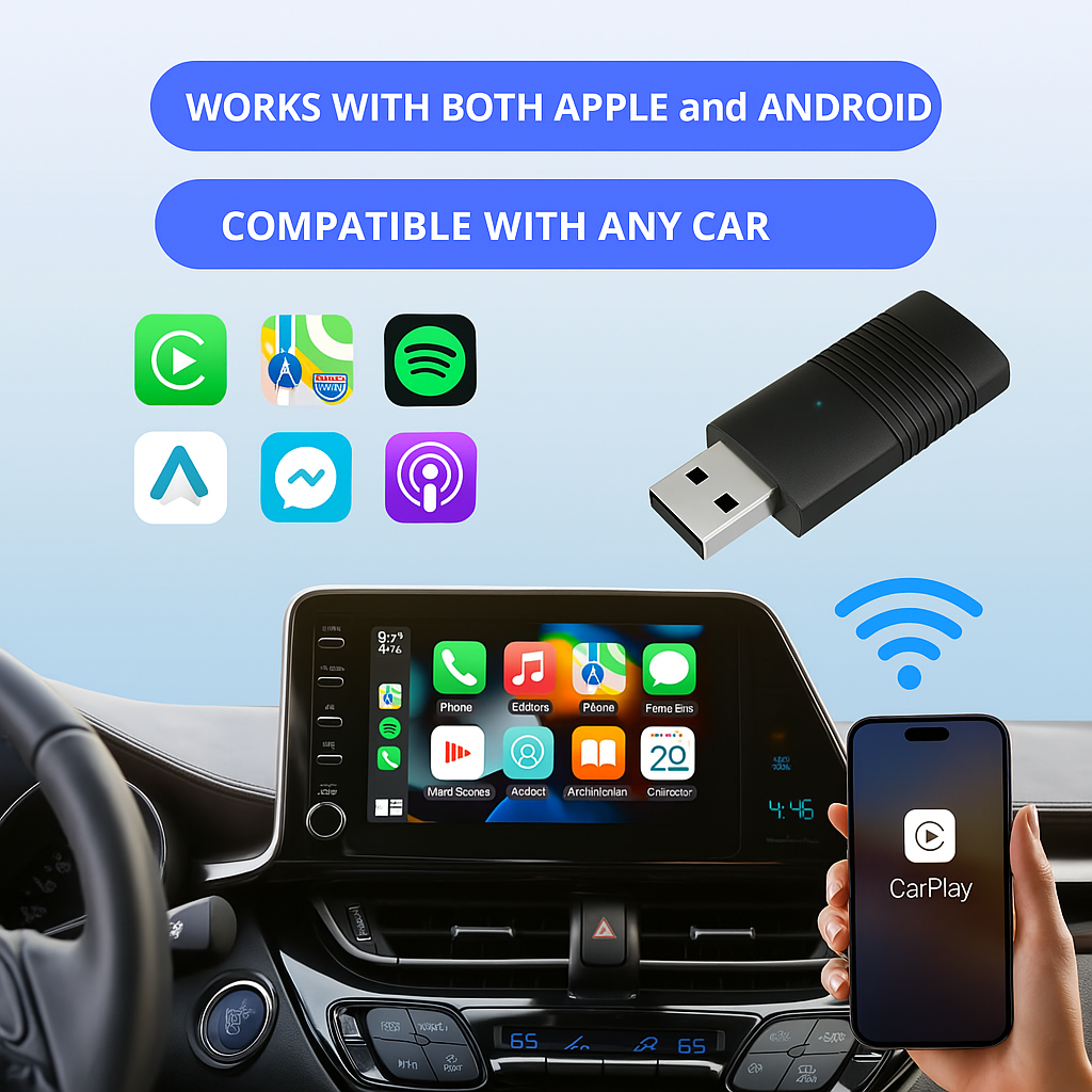 Trådlös CarPlay-adapter för iPhone och Android Carvallo