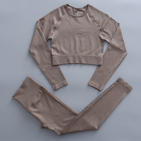 Träningsset Med Valfri Topp Dam-Personligt-BB-Tights & Topp-Brun-S-Hemnix