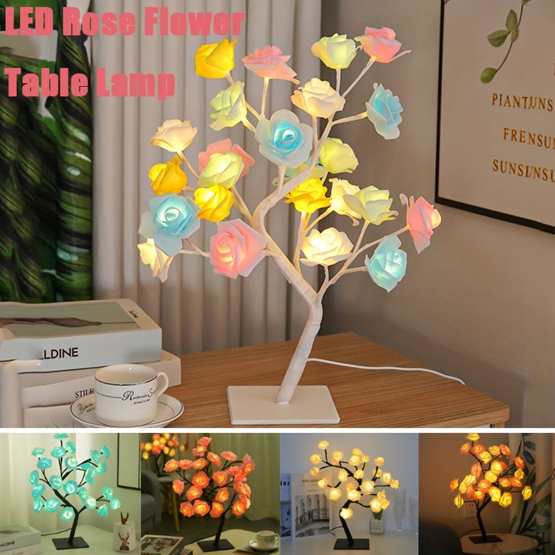 RozenLicht - LED Blomsterbordslampa med USB, Stämningsbelysning Carvallo