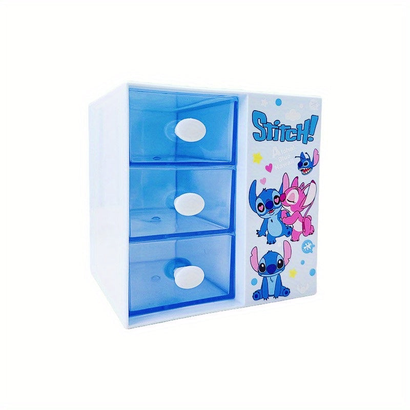 Disney Stitch Cartoon 3-compartment förvaringslåda – Multifunktionell organizer för skrivbord, smycken och leksaker Carvallo