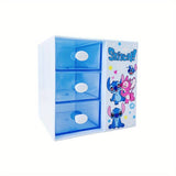 Disney Stitch Cartoon 3-compartment förvaringslåda – Multifunktionell organizer för skrivbord, smycken och leksaker Carvallo