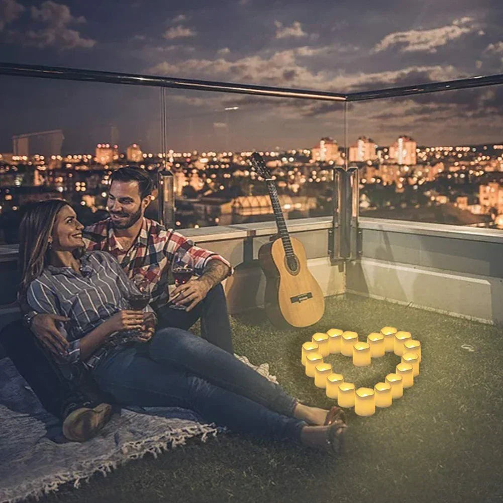 Batteridrivna LED-tealjus med varmvit fladdrande effekt Carvallo