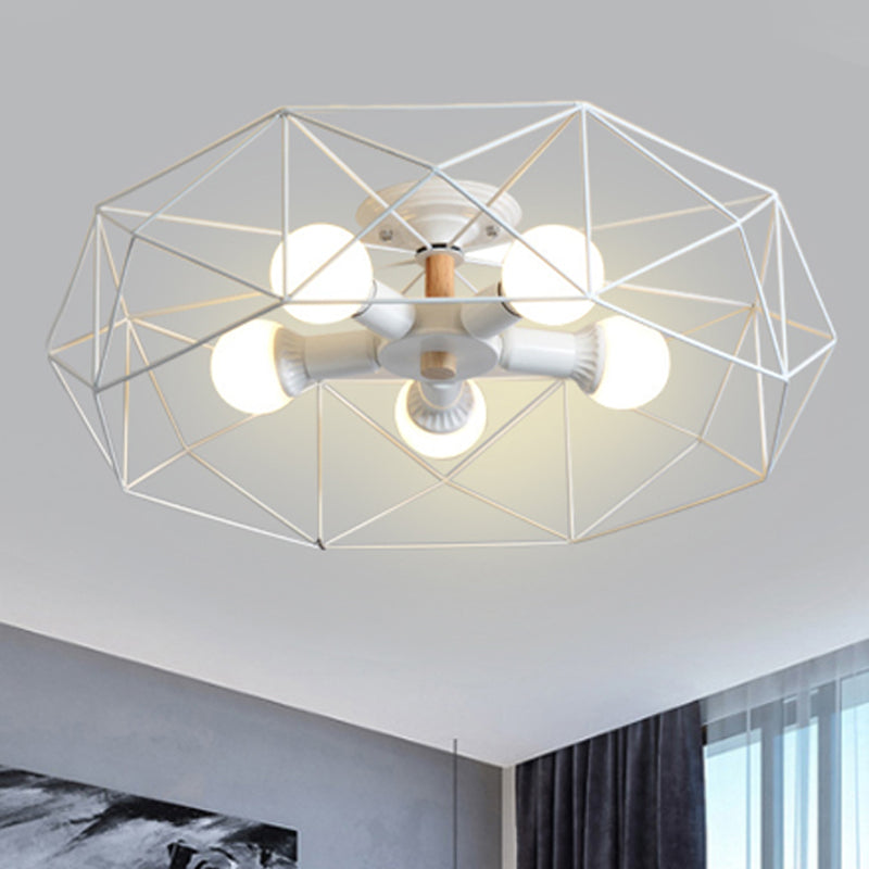 GeoLight – Geometrisk Semi-Flush Taklampa med Trådbur i Metall Carvallo
