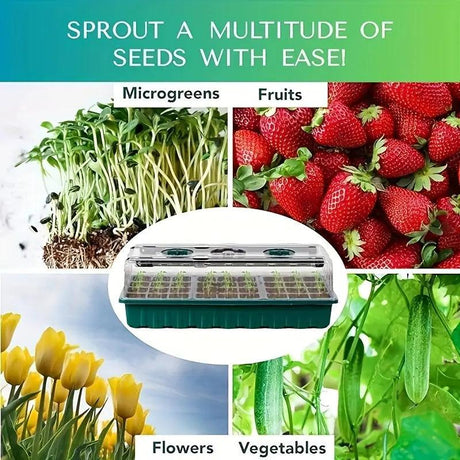 Carvallo Indoor Odling Set | Med LED Växtljus & Justerbart Fukt skydd | 36-Cells Såstation | Inkl. Tillbehör Carvallo