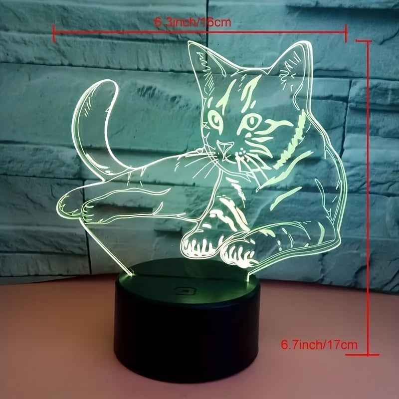 CatGlow - 3D Katt Nattlampa med 7 Färger Touch Kontroll Carvallo