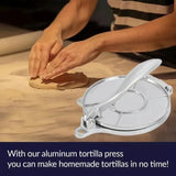 Premium tortillamaskin i aluminium – handpress för autentiska majs- och mjöltortillas MILA Sverige