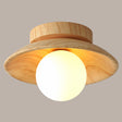 Elegant Trä Taklampa 1-Ljus Mini Semi-Flush Mount Hallbelysning Carvallo