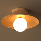 Elegant Trä Taklampa 1-Ljus Mini Semi-Flush Mount Hallbelysning Carvallo