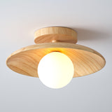 Elegant Trä Taklampa 1-Ljus Mini Semi-Flush Mount Hallbelysning Carvallo
