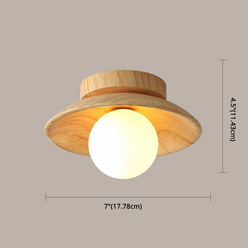 Elegant Trä Taklampa 1-Ljus Mini Semi-Flush Mount Hallbelysning Carvallo