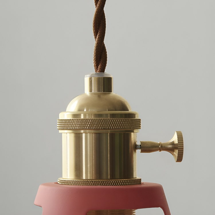 Industriell mässingshängande lampa med blå skärm Carvallo