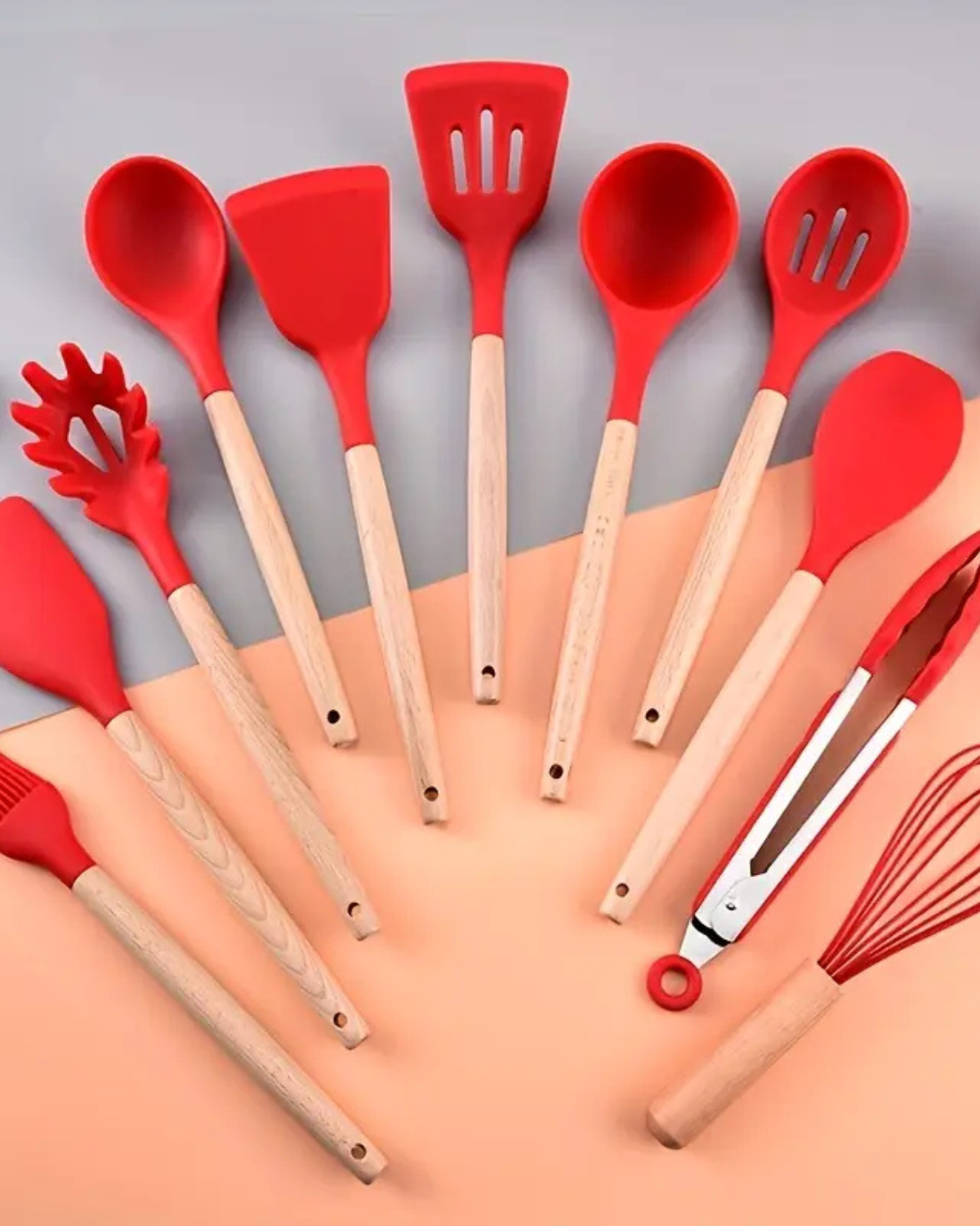 Carvallo – Miljövänligt Silikon Kökset med Bambu Handtag (12-delar) Carvallo