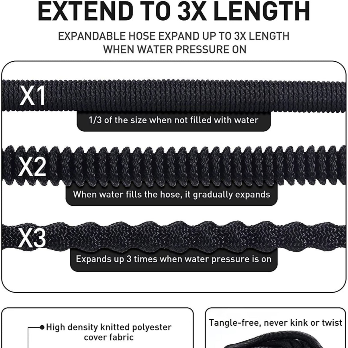 30m Expandbar Trädgårdsslang | Anti-Kink, Trasselfri & Ultra Hållbar för Stora Trädgårdar och Utomhusbruk Carvallo