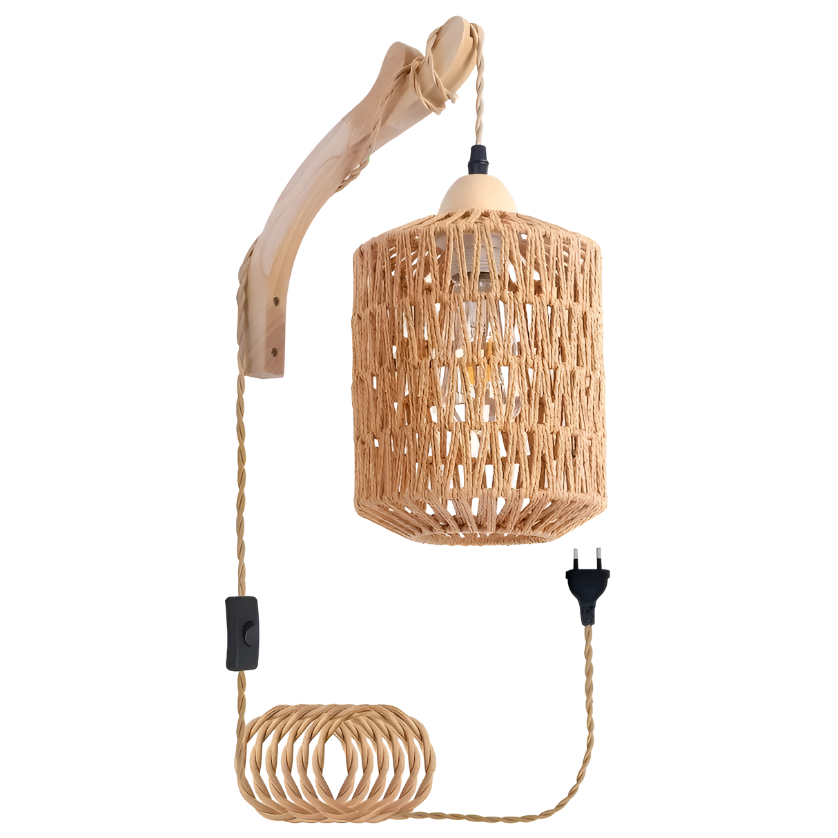 Hängande lampa i boho-stil – Handvävd lampskärm av naturfiber | Ideal för matsal & sovrum Carvallo
