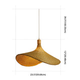 Beige Rieten Hänglampa Kit - Asiatisk 1-Ljuskronaplats för Matbord Carvallo