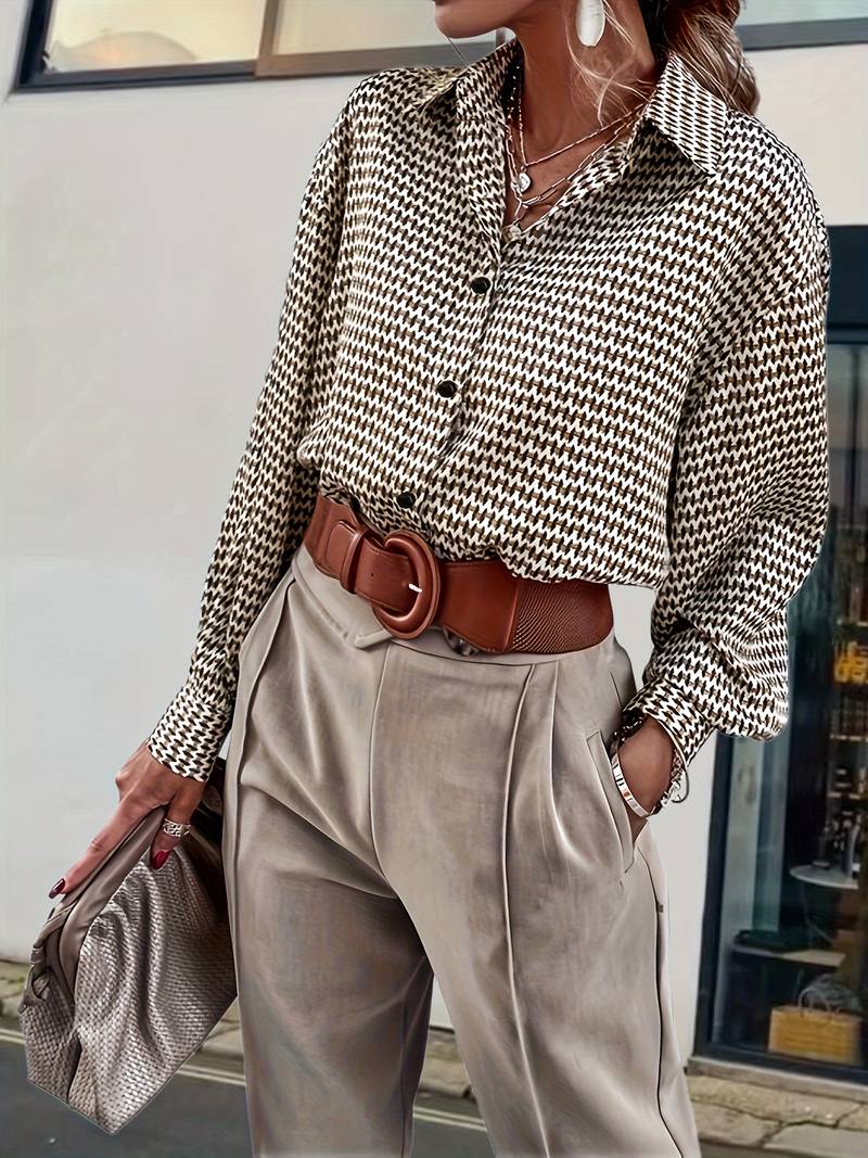 Dam Blus Långärmad Vintage Bomull