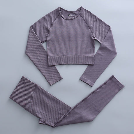 Träningsset Med Valfri Topp Dam-Personligt-BB-Tights & Topp-Mörk lila-S-Hemnix