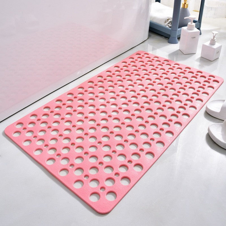 Anti-Slip Duschmatta | Rektangulär PVC Bad Säkerhetsmatta med Avloppshål för Badrum | Brick by Brick Carvallo