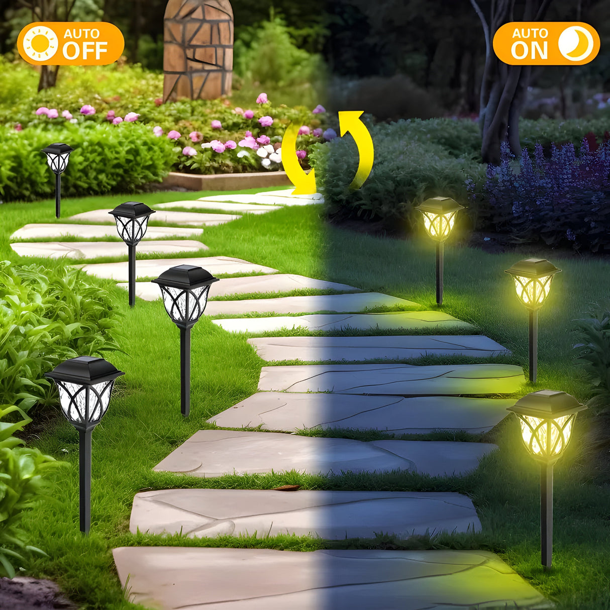 HexaGlow Ljus – 4-pack Retro Fyrkantiga Trädgårdssolarlampor Carvallo