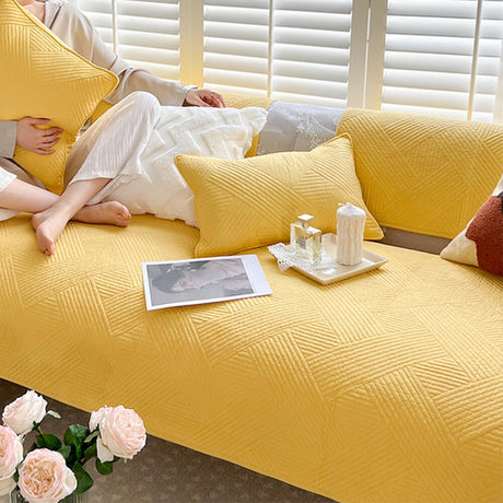 Minimalist All-Season Solid Cotton Geometric Sofföverdrag Carvallo