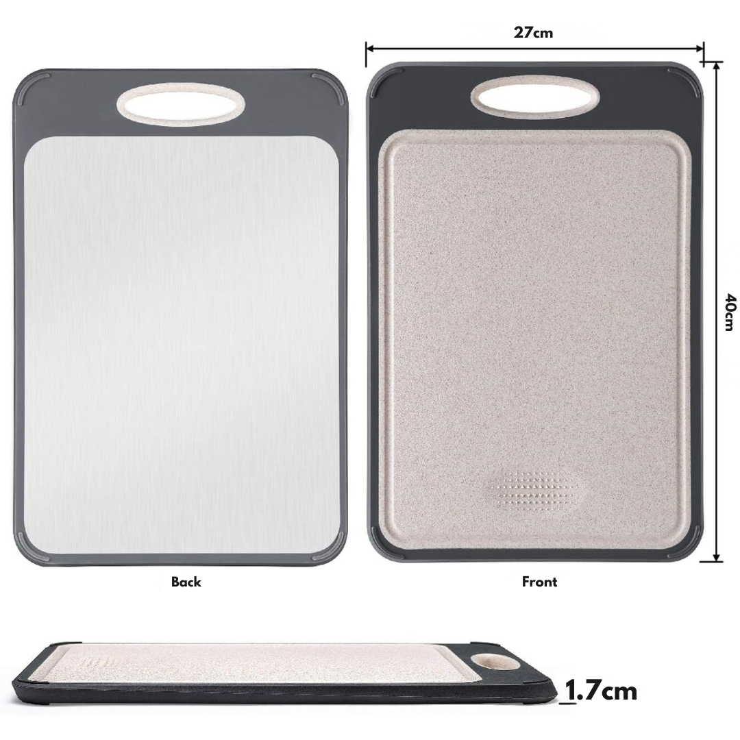 Carvallo Skärbräda ChefBoard DuoSteel | Dubbel Sidig Användning & Hygienisk | 40×27 cm | Värmebeständig & Hållbar Carvallo