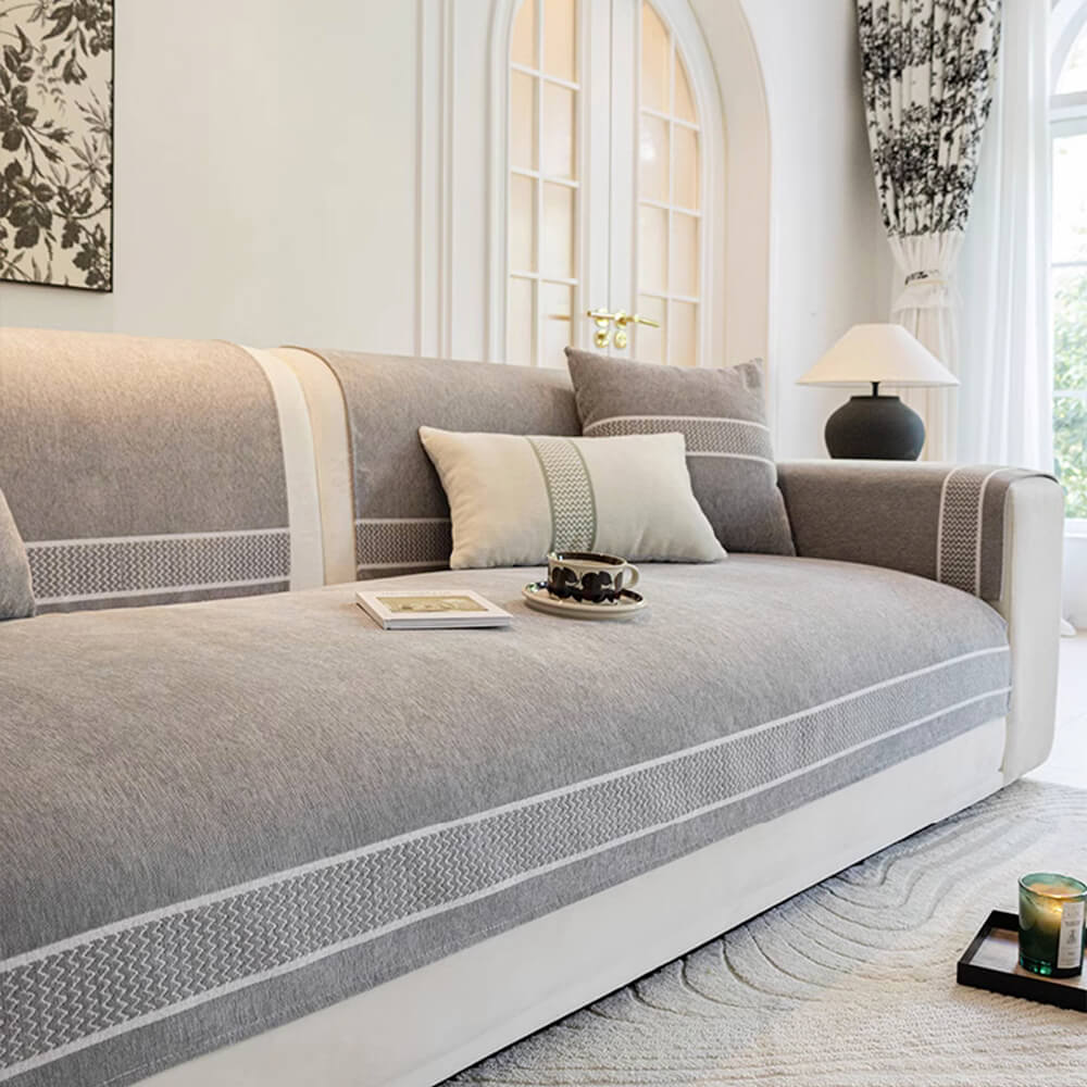 Chenille Jacquard Bred Kant Design Repellenta Sofföverdrag Carvallo