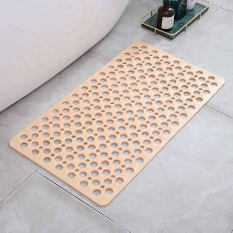 Anti-Slip Duschmatta | Rektangulär PVC Bad Säkerhetsmatta med Avloppshål för Badrum | Brick by Brick Carvallo