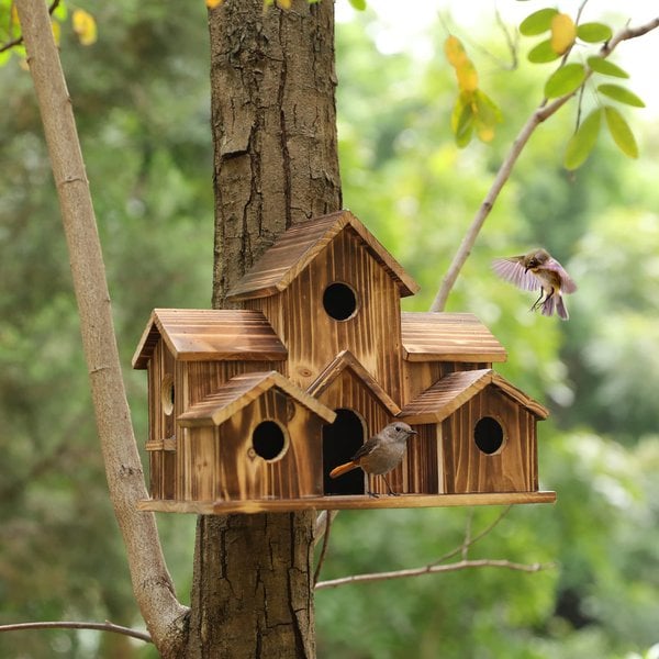 NatureNest - Artisan Birdhouse med sex mysiga ingångar Carvallo