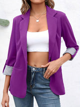 Dam Blazer Öppen Front Avslappnad Passform Polyester Hemnix