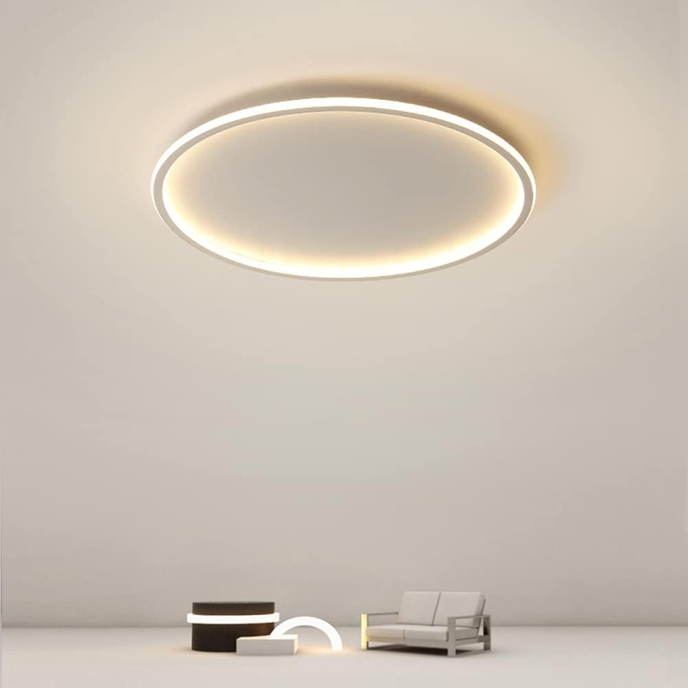 Ultra-tunn modern taklampa | Flush Mount LED för låga tak | Rund & dimbar Carvallo