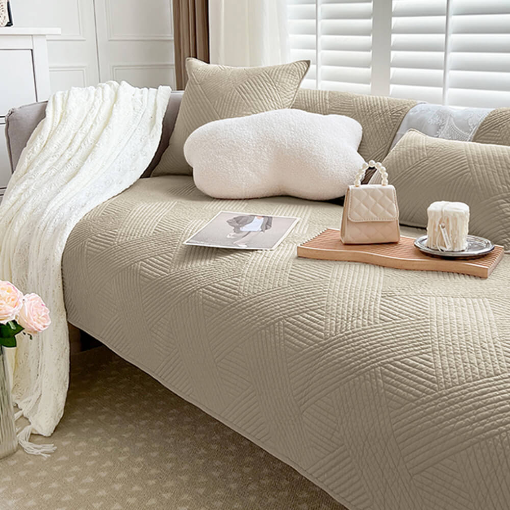Minimalist All-Season Solid Cotton Geometric Sofföverdrag Carvallo